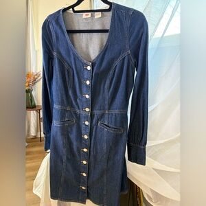 Levi's Dark Blue Long Sleeve Denim Dress